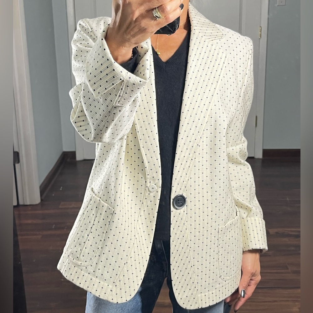 Lafayette 148 New York navy polka dot jacket size 10 - Picture 5 of 16